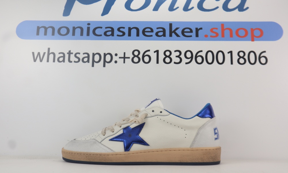 Golden Goose Men Ball Star Sneakers White Blue NIB Auth